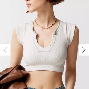 White Urban Outfitters out from under go for gold top in SIZE XS/S